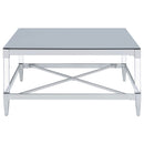Lindley Square Tempered Mirror Acrylic Coffee Table Chrome