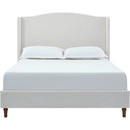 Hannah Upholstered Wingback Bed Size Queen / Tall 54' Headboard Upholstered Queen Bed / Premium Textured Canvas Chenille Look Ivory / Minimalist Designs / No Box Spring Needed / Easy Assembly / Queen