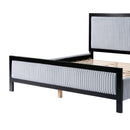 Queen Upholstered Bed with Fluffy Soft Headboard,Grey+Black Frame