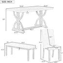 Industrial Solid Wood Rectangular Dining Table Set