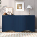 Vertical Stripes and Wavy Design of a Four-Door Cabinet Cabinet Suitable for Hallway, Entryway, Living Room