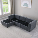 Modular Sectional Sofa, Convertible Sofa Couch, Modular Sectionals with Ottomans, 4Seat Sofa Couch with Reversible Chaise for Living Room. Chenille Grey