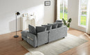 Modern L-Shaped Sectional Sofa with Storage, Movable Ottoman, and Throw Pillows, Grey Chenille, 83'
