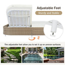 Outdoor Daybed, Patio Rattan Daybed with 5-Position Adjustable Backrest and Removable Cushions & Pillows for Garden, Backyard, Poolside