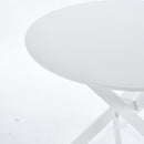 Dining Table with cross metal leg and MDF top,Modern Space Saving Kitchen Table for Living Room,WHITE legs,ROUND TABLE,90x90x75cm
