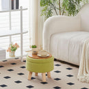Storage Ottoman Round Footstool Velvet Modern Utility