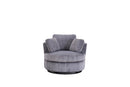Oversized 360 Degreed Swivel Accent Chair Modern Soft Plush Corduroy Round Barrel Chair for Living Room Bedroom with Pillows, Gray