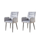 Modern Velvet Dining Chairs 2-Piece Set - Soft Cushioned Seats with Iron Frames in Mustard Light Gray
