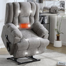 Dual Motor Heat Massage Infinite Position Up to 350 LBS Electric Power Lift Recliners with Power-Remote, Medium-firm and Heavy Duty, Light Grey