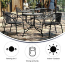 3-Piece Patio Dining Set With Round Glass Table And Stackable Rattan Chairs Gray