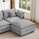 Contemporary Modular Sectional Sofa, 105 Inch L-Shaped Couch Set with Movable Ottoman, Chenille Grey