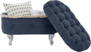 Blue 29.5 Inch Upholstered Storage Ottoman Cushion