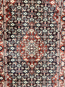 Indo Persian Rug 3x4, Herati Allover Pattern, Midnight Blue and Red, Small Vintage Handmade Wool Rug
