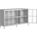 Modern Sideboard Buffet Cabinet with Storage Premium Steel Storage Cabinet, Adjustable Feet,Glass Doors,Large Capacity Organizer