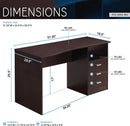 Wenge Computer Desk With 3 Drawers And Side Storage Shelf