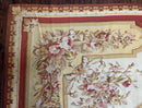 Aubusson Rug 9x12, Elegant Flatweave Savonnerie Carpet 9 x 12 ft, Ivory Light Yellow Red, Handmade Wool Flatweave French European Rug