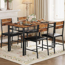 Dining Table Set For 4 Wood Kitchen Table With Upholstered Chairs Rustic Brown