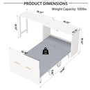 Twin Size Murphy Cabinet Bed with Adjustable Position Desk, Murphy Chest Dresser Bed with Foldable Cushion for Guest Room,Small Space, White