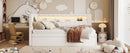 Upholstered Twin Size Platform Bed with USB Ports and LED Belt, With Trundle, White