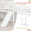 Wooden Twin Loft Bed With Slide And Ladder White For Kids Teens