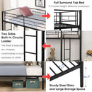 Metal Bunk Bed Twin Over Twin Heavy Duty With Ladders Black