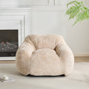 Auch Indoor Armchair Style Bean Bag with Beige Faux-Fur and Adaptive Foam, 40 x 38 x 25.5 inches