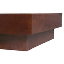 ITALIAN RETRO-Inspired Acacia Wood Storage Coffee Table, Brown & Black, MDF & Acacia, 35x35 inches
