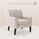 Linen Accent Chair With Button Tufting For Living Room