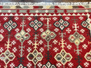 Indian Kilim Rug 6x6, Square Kilim Flatweave Carpet, Vintage Handmade Wool Rug, Red