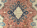 Antique Persian Sarouk Rug 9x12, Boteh Paisleys, Light Red Navy Blue