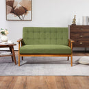 Mid-Century Modern Solid Loveseat Sofa Upholstered Linen Loveseat, 2-Seat Upholstered Loveseat Sofa Modern Couch