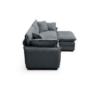 Two-Seater Sofa  with One Footrest, L-Shaped 2-Seater Sofa with Ottoman for Small Living Spaces,Grey Corduroy