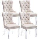 Velvet Tufted Dining Chairs Set of 4 with Acrylic Legs