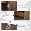 K&K 71' Tall Kitchen Pantry Cabinet with 3 Pull Out Cabinet Organizers, Farmhouse Embossed Texture Storage Cabinet with 6 Door Shelves, 2 Drawers, Freestanding Cupboard for Kitchen, Dining Room Brown