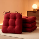 Red Tufted Memory Foam Chair Cushions 4 Pack Non Slip Ties