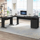 83 Inch L Shaped Executive Desk With 3 Drawer Cabinet