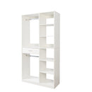 Freestanding Closet System,  Stand-Alone Wardrobe with 6 open Shelves,74.8'' Heigh Closetwith 1 Wood Drawers, Wood Walk-in Closet with 2 Hanging Rod, White