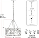 D19 Inch Farmhouse Chandelier 4 Light Pendant Black Oak