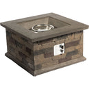 Outdoor Propane Fire Pit Table 28-inch Imitation Stone Square Concrete Propane Fire Pit with Lava Rocks and Rain Cover 40,000 BTU Gas Smokeless Fire Pit for Outside Patio,Garden,Deck,Backyard