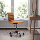 Brown Vinyl Office Task Chair With Chrome Frame Modern
