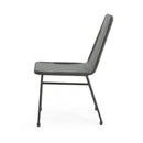 Outdoor Dining Chairs Set of 2, Rattan Backrest and Cushions, Iron Frame, Dark Brown