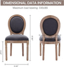 Set Of 4 French Vintage Dining Chairs Solid Wood Frame Tufted Fabric