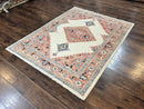 Peshawar Rug 5x7, Wool Hand Knotted Handmade Vintage Carpet, Serapi Design, Pakistani Rug 5 x 7 ft, Medium Sized, Geometric Rug