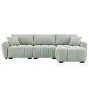 [VIDEO] 110' Modular Sectional Sofa, L Shape with Extra-large Seat, Pull-line Design, Movable Ottoman, High Density Foam, Free Combination, Sturdy Metal&Wood Frame, Boucle Fabric, 3 Colors