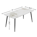 Dining Table with Sintered Stone Tabletop and Metal Legs, 63' Rectangular Modern Kitchen & Dining Room Table