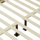 Solid Wood Platform Queen Bed With Rattan
