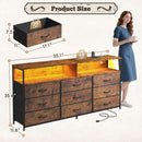 55 Inch Rustic Brown 9-Drawer Entertainment Dresser