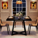 Square 31.5 Inch Industrial Dining Table Black Wood Panels