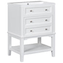 24' Bathroom Vanity With Sink, Bathroom Storage Cabinet with Drawer and Open Shelf, Solid Wood Frame, White (Old Sku:SY999991AAK)