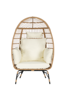 Wicker Egg Chair,Rattan Egg Chair Indoor Outdoor,Oversized Large Egg Chairs 600lbs with Ottoman and Thick Cushions for Porch, Backyard, Balcony